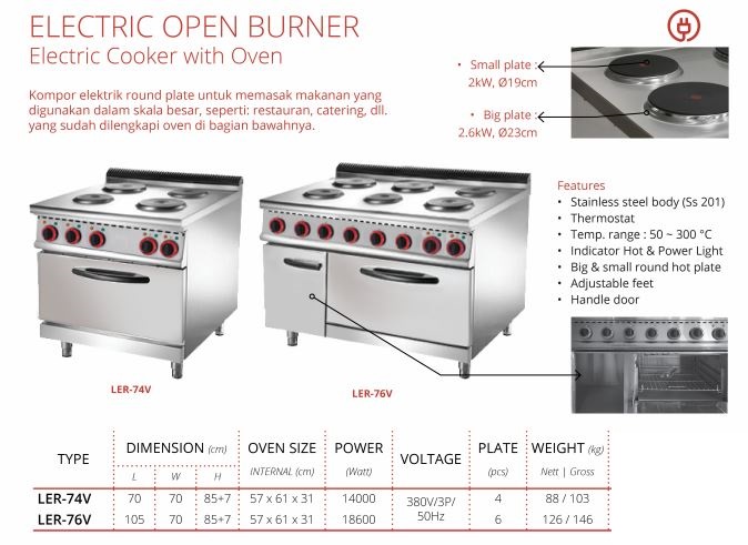 Electric Open Burner With Oven GETRA LER-74V